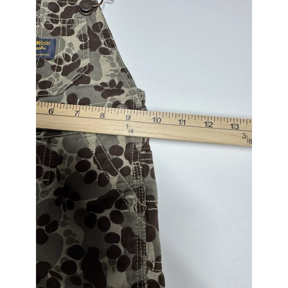 Oshkosh B'Gosh 12 months Vestbak Overalls Brown Dog Paw Print Camouflage Camo‎